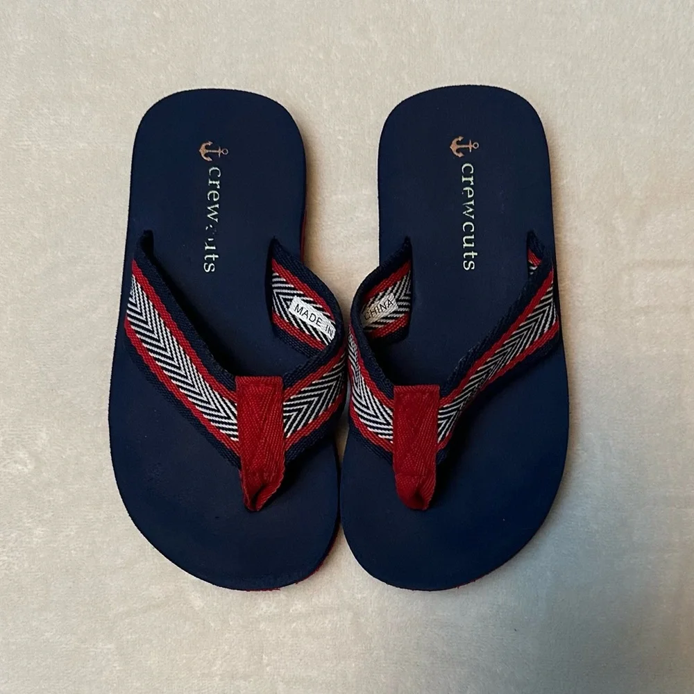 J Crew Crewcuts Navy and Red Kids Flip Flops